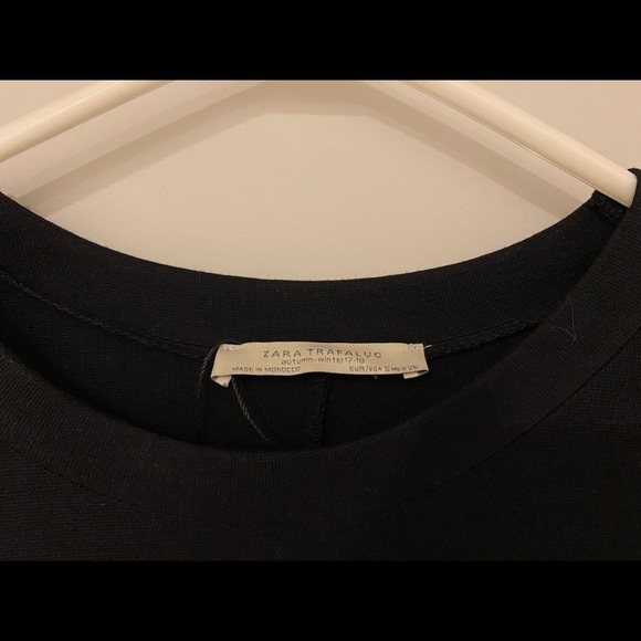 Zara Black Midi Long Sleeve Dress with White and Red Stripes - Picture 3 of 3